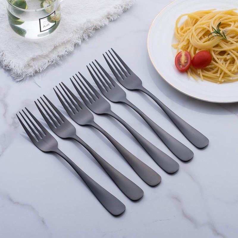 Matte Black Dinner Fork, GoGeiLi Stainless Steel Satin Finish 8.0-inch