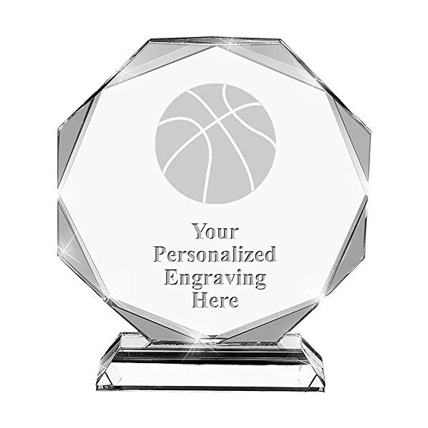 7 3/4" Basketball Award, Custom Engraved Basketball Crystal Trophy, Basketball