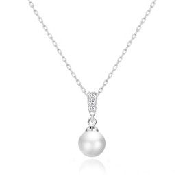 Philip Jones Silver Plated I Couldn't Say I Do Without You Pearl Drop Necklace Created with Zircondia® Crystals