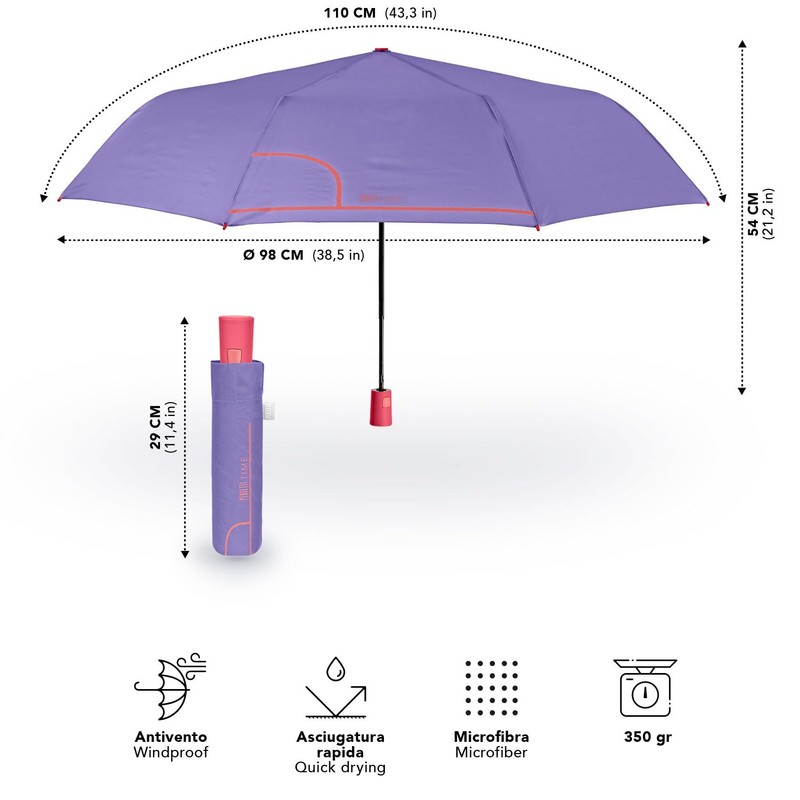 PERLETTI Multicoloured Automatic Umbrella for Women with Dots - Pocket