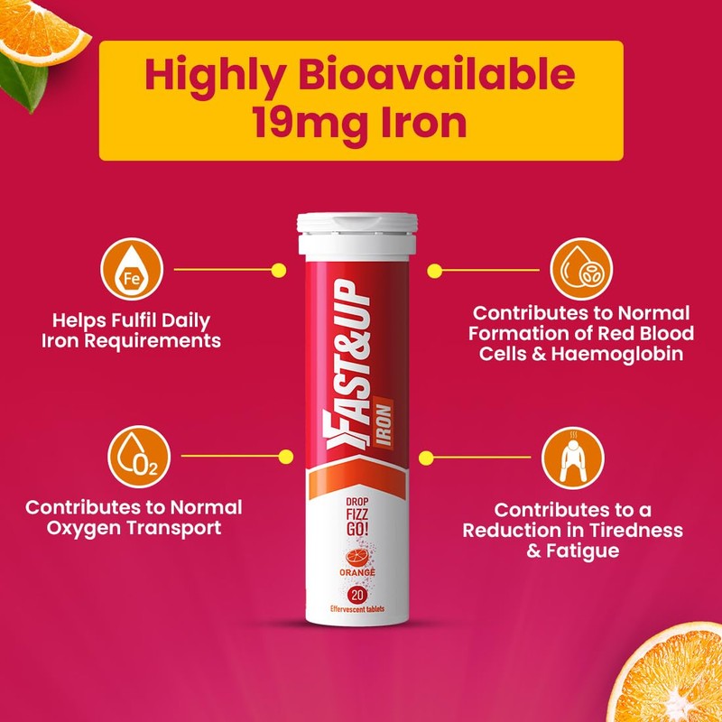 Fast&Up Iron – 19mg Iron Daily Supplement – 20 Effervescent
