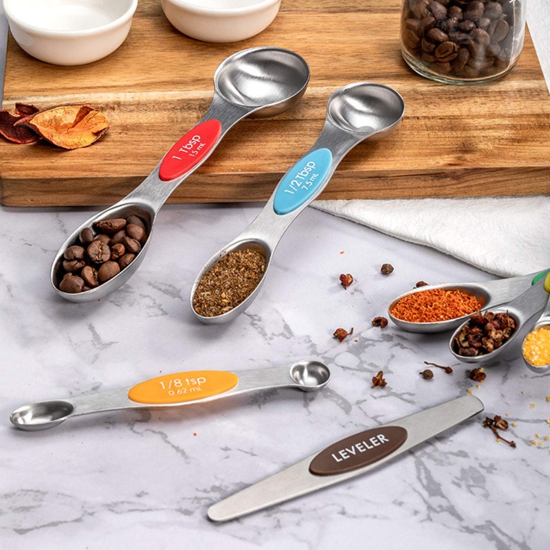 Magnetic Measuring Spoons Sets of 9, WOVTE Dual Sided Stainless