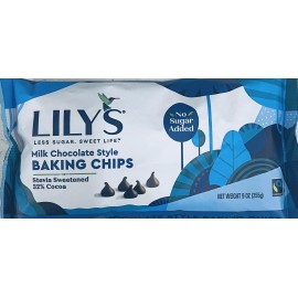 Lily's LILYS MILK CHOCOLATE Style STEVIA SWEETENED Baking Morsel Chips 9 oz Bag