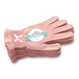 Evridwear Moisturizing Gloves for Sleeping, Cotton Gloves with Touchscreen Fingers for Dry Hands, Eczema Gloves Overnight UV Protection Gloves for Women(6 Pairs L/XL, Light Weight Pink Color)