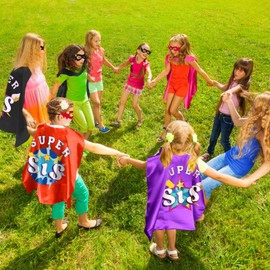 D.Q.Z Superhero-Capes and Masks for Kids, Big Sister Gifts for Girls' Role Play New Sibling Birthday Family Party (Red)