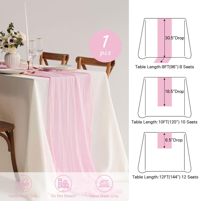 YALLOVE Cheese Cloth Table Runner, 1 Pack 90 x 400
