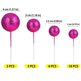 30 bolas con purpurina para decoración de tartas, decoración de tartas, decoración de tartas, decoración de cupcakes, para fiestas de cumpleaños, baby shower, boda, decoración de tartas, color morado oscuro