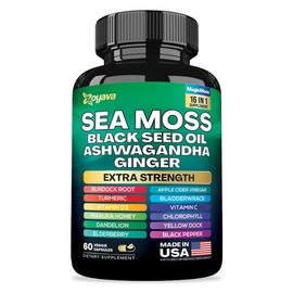 Zoyava Sea Moss Supplement - All-in-One Multivitamin with Black Seed Oil, Ashwagandha & 15+ Extra Strength Ingredients - 60 Capsules - MADE IN USA - Color: 60 Count (1 Month Supply)