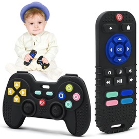 Baby Teething Toys for 3-6-12 Months, Silicone Sensory Teether Remote & Game Controller, BPA-Free Infant Teething Relief Toy for Newborn Boys Girls, Soothing Autism Gift for Birthday or Christmas