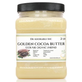 Dr Adorable - 2 lb - Golden Cocoa Butter - Unrefined Pure Natural Organic Raw Prime Pressed