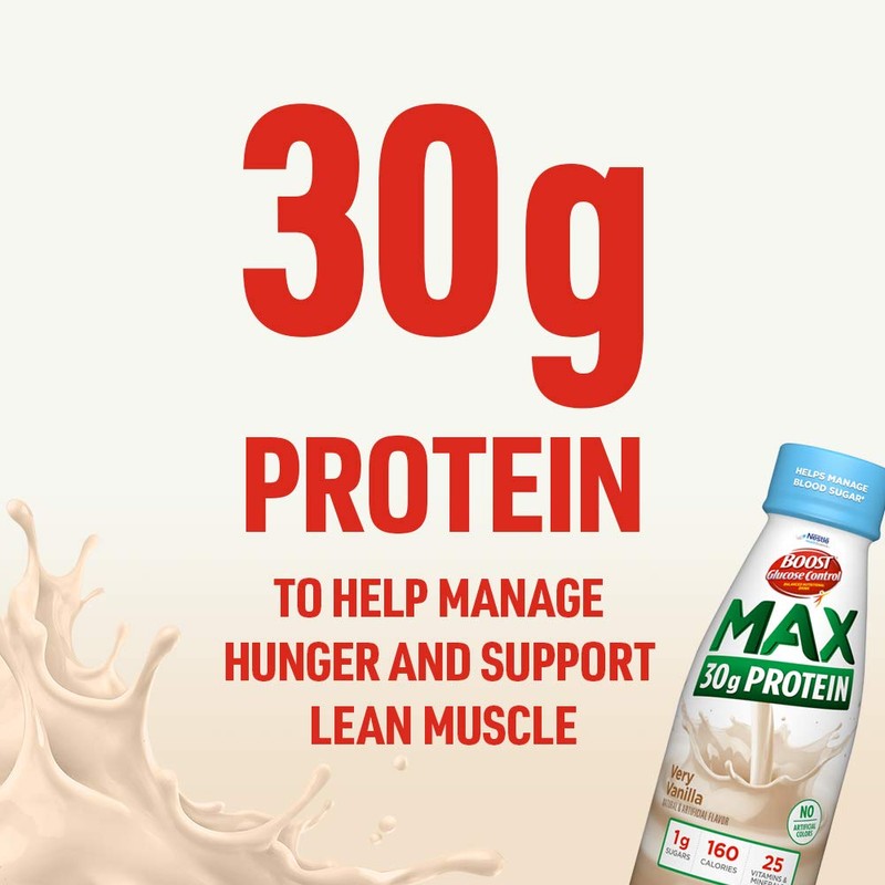 BOOST Glucose Control Max 30g Protein Nutritional Drink, Very Vanilla,