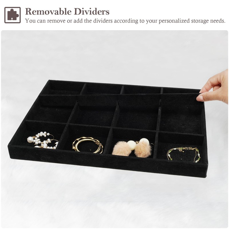 ProCase Stackable Large Jewelry Drawer Organizer, 3 Pack Velvet Jewelry
