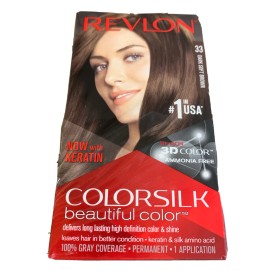 Revlon Permanent Hair Color Dye Colorsilk 4.4 oz 33 Dark Soft Brown 3 Pack