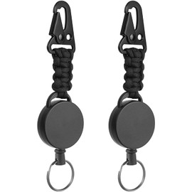 AOMIG 2 Pack Retractable Keychain, Heavy Duty Retractable Badge Holder Reel, Retractable ID Badge Clip Reel with Steel Cable and Carabiner Clip, Badge Reel Carabiner Key Chain