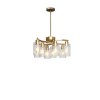 Modern Gold Iron Pendant Light 6-Light Clear Glass Shade Round