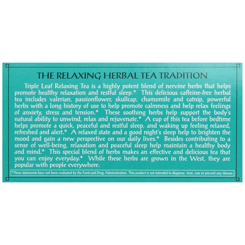 Triple Leaf Tea, Relaxing, 20 Tea Bags (Pack of 6)
