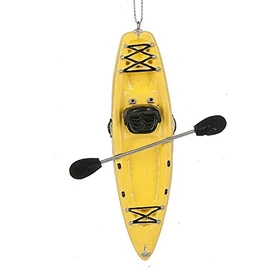Yellow Kayak Water Sports Boat Paddle River Camping Outdoors Sports Christmas Tree Ornament