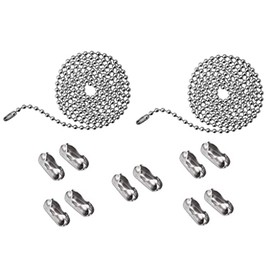 Pull Chain, 2 Pieces 59" Stainless Steel Bead Chain, Great Pulling Force & Rustproof, 6 Size, 3.2mm ball chain with 10 free Matching Connectors - Silver (59 inch)