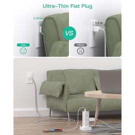 Power Strips with Surge Protection, Flat Plug Power Strip with 12 Outlets 4 USB Ports, Charging Station Tower 1875W/15A 1080J 6Ft Extension Cord with Multiple Outlets, Office Supplies, Dorm Essentials