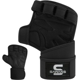 SAWANS Weight Lifting Gloves Padded Palm Protector Powerlifting Gloves Women Men Wrist Support Training Fitness Workout Pull Ups Bodybuilding Essentials