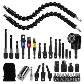 36pcs Flexible Drill Bit Extension Set, Including 105° Right Angle Drill Attachmen, Rotatable Joint Socket 1/4 3/8 1/2 In Hex Socket Adapter, Bendable Drill Bit Extension Screwdriver Bit Kit