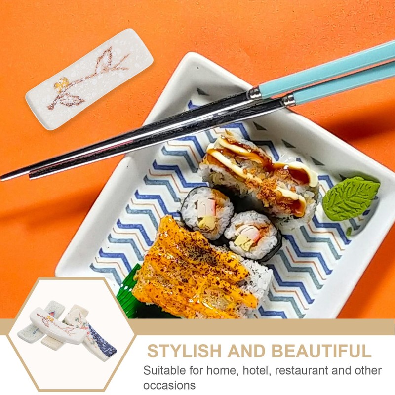 ULTECHNOVO Cute Chopstick Rests 4 Pack Ceramic Chopstick Holders Dining