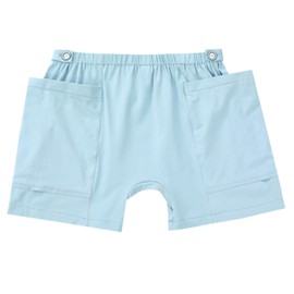 WEEOATAR Women Ostomy Pants Patient Underwear Incontinence Care Shorts,2 Side Pockets to Store Urine Bags Easy to Use,Fistula Pants for Nephrostomy,Suprapubic and Biliary Catheters(Blue,XL)