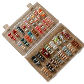 Nail Storage Case, Chip Storage, Nail Tip Case, Nail Tip Case, Holds Approximately 60 Sets of Nail Tips, Clear, Dustproof, Storage Case, Multi-functional, Nail Style, Lid Included, Nail Sample