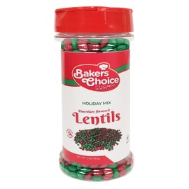 Baker's Choice Christmas Candy - Christmas Chocolate Candy - Red And Green Candy - Holiday Mix Chocolate Lentils - Dairy Free 5 oz., Red & Green