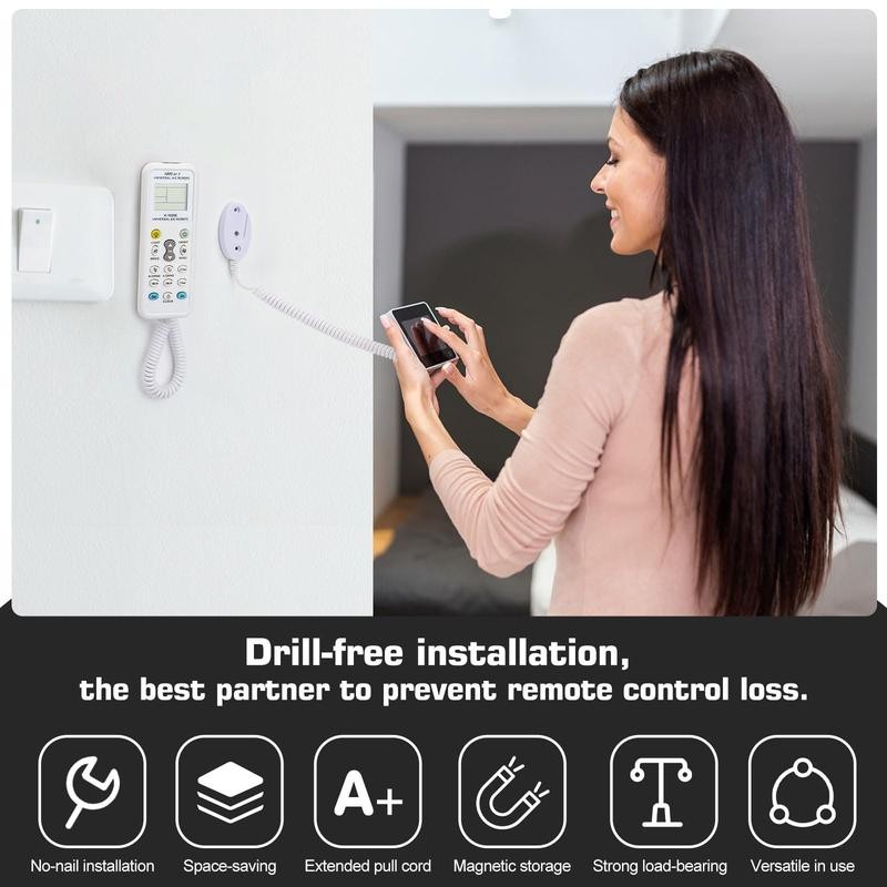 WALLFID Magnetic Remote Control Holders with Spring Ropes - Safely