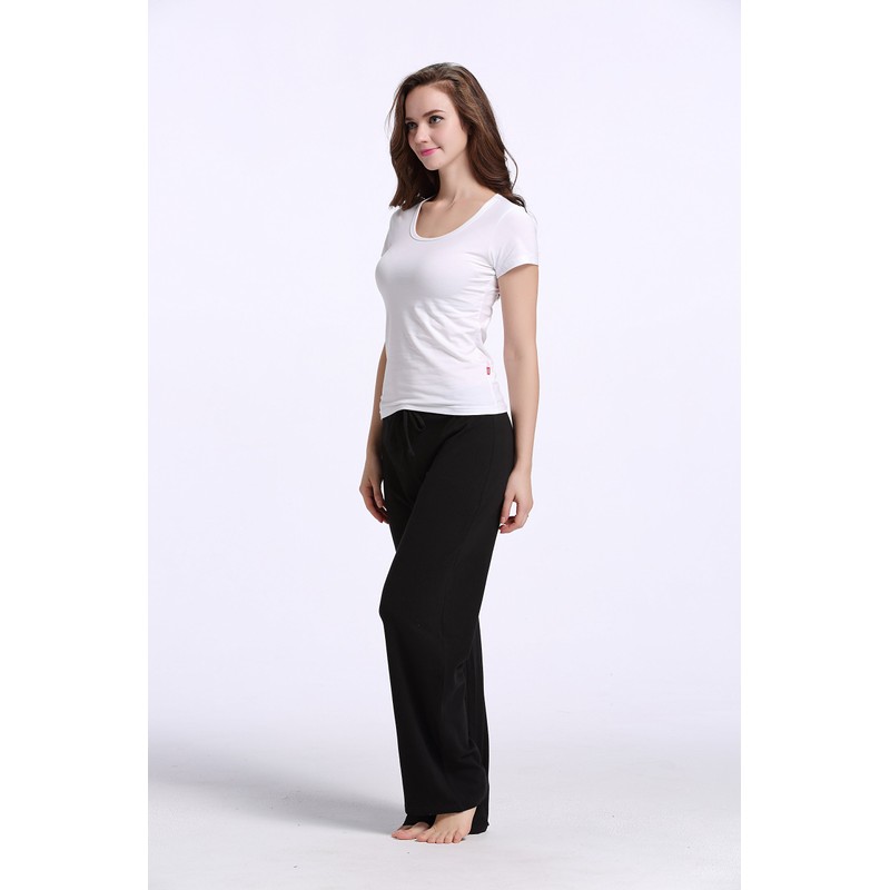 CYZ Women's Basic Stretch Cotton Knit Pajama Sleep Lounge Pants-Black-L
