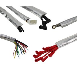 JCP USA Slip-Over, Cool Sleeves, Aluminum Metallic Heat Shield Sleeve Fiberglass Insulated Wire Hose Cover (Hook & Loop 31-37mm 1-7/32”-1-15/32” Aprox. I.D, 3 Foot)