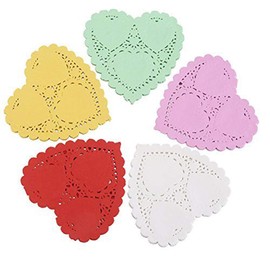 CCINEE 4 Inch Valentine Heart Doilies Lace Paper for Wedding Decoration Valentine's Day Party Decor Pack of 200