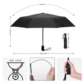 maynowax Portable Folding Umbrellas for Men and Women, Black Coated Parasol 31 cm, Wind Resistant Large,, Black