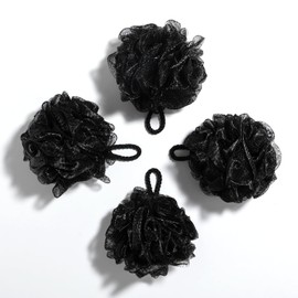 Pack of 4 Shower Puff Bath Sponge - Extra Soft Shower Loofah for Scrubbing & Exfoliating | Black Shower Sponge - Comfortable Body Puff| Soft Body loofah Sponge for Men Women & Babies