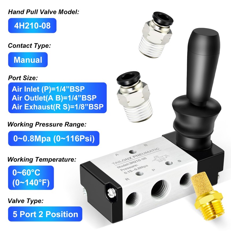 TAILONZ PNEUMATIC 1/4 Inch BSP 5 Way 2 Positions Air