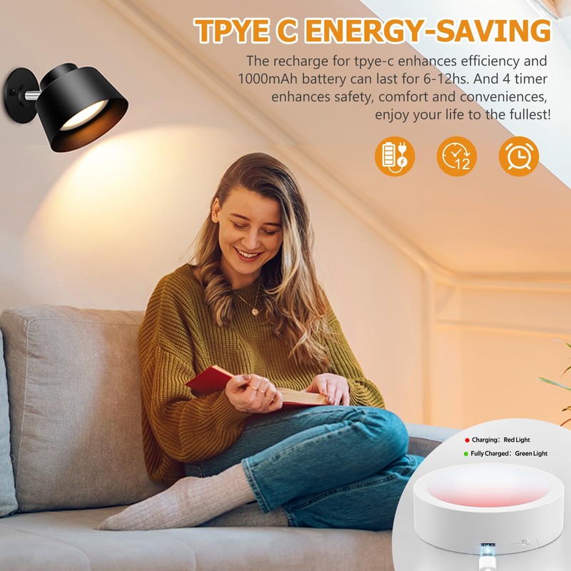LABOREDUCER Under Cabinet Lighting Wireless Rechargeable 2 Pack with Remote