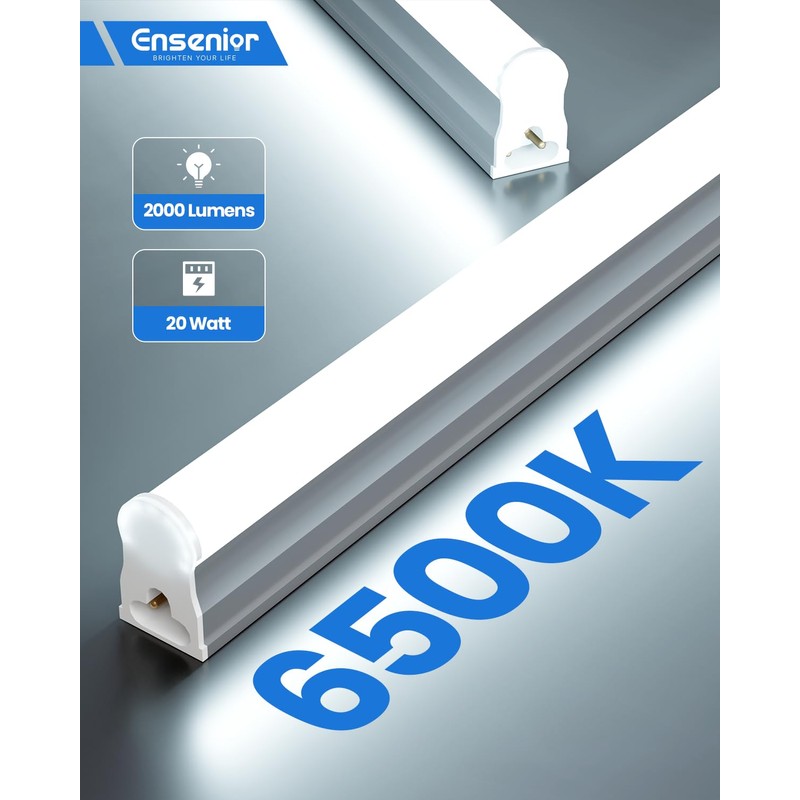 Ensenior 12-Pack T5 LED Shop Lights, 4FT 2000LM 6500K Super