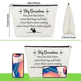 Grandma Gifts from Grandchildren Grandmother Makeup Bag Grandma Birthday Gifts Christmas Mother's Day Present for Woman Cosmetic Bag Nana Gift from Grandson Granddaughter Travel Makeup Pouch