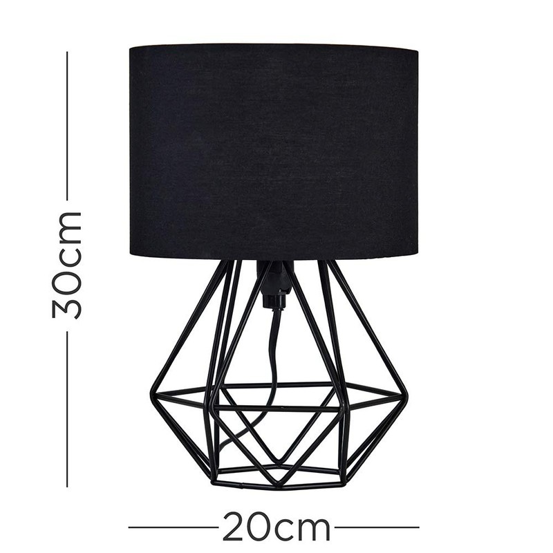 MiniSun Modern Small Satin Black Metal Basket Cage Table Lamp