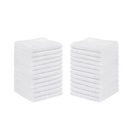 DARWEN STAR Luxury Flannel Face Cloth Set 30 x 30 cm, 100% Ring Spun Cotton Premium Washcloth, Soft Feel Fingertip Towel (White, 12)