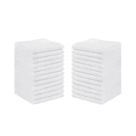 DARWEN STAR Luxury Flannel Face Cloth Set 30 x 30 cm, 100% Ring Spun Cotton Premium Washcloth, Soft Feel Fingertip Towel (White, 12)