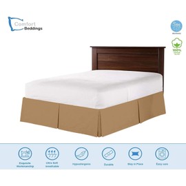 Comfort Beddings Bed Skirt Queen Size Taupe 100% Cotton Blend Fabric, Premium Tailored Fit 1pc Bedskirt Queen Size 10" Drop Length Taupe Solid