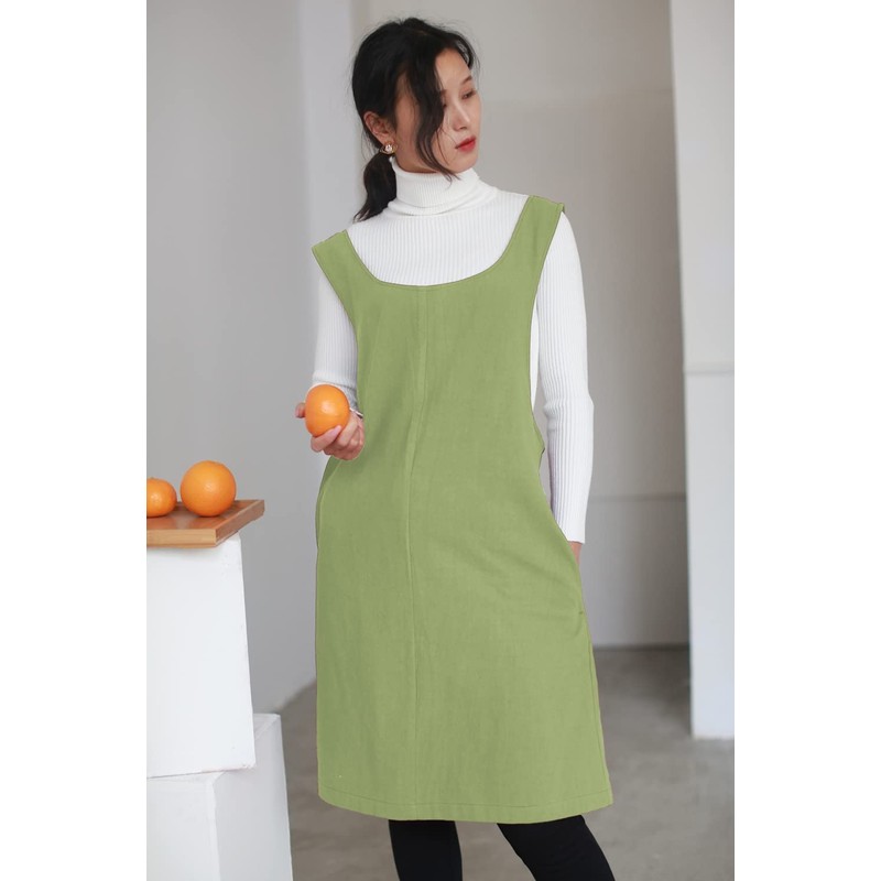 AOBBYBBS Cotton Linen Japanese Apron Halter Cross Back Bandage X