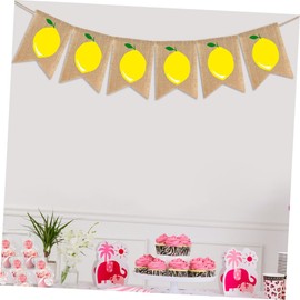 HOMSFOU Lemon Garland Decorative Garland Hessian Banner Bunting With Lemon Flag Hanging Banner With Dovetail Flag In Summer