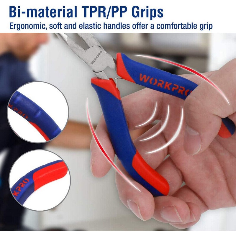 WORKPRO 6-piece Mini Pliers Set Jewelry plier Cutting Bending Comfort