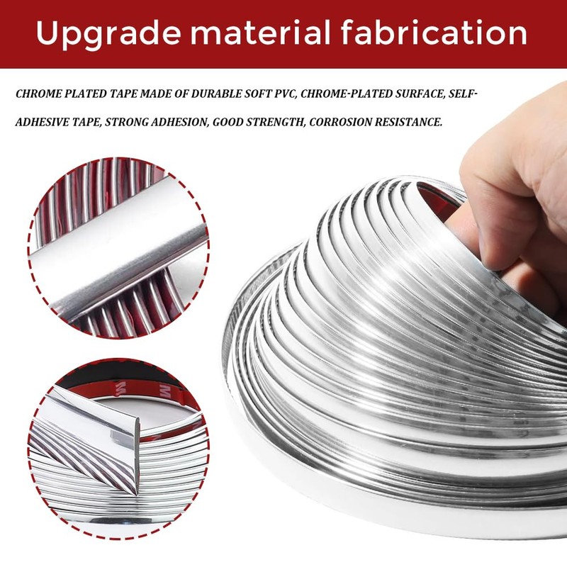 25FT Automotive Chrome Trim Molding, 1/2 Inch Wide, Silver