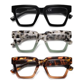 Kafirlo Oversized Reading Glasses For Women Readers Oprah Style Blue Light Blocking Computer Cheaters Designer Ladies Square Large Frame Stylish Fashion Funky Cute Trendy Big Head Best 3 Pack +2.00