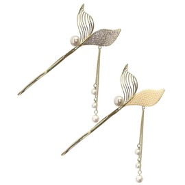 FOMIYES Smooth Surface Hair Sticks Fish Tail Hairpin Pearl Tassel Hair Accessories for Girls Women
