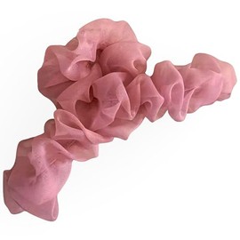 Organza Scrunchie Large Hair Claw Clip (Pink)